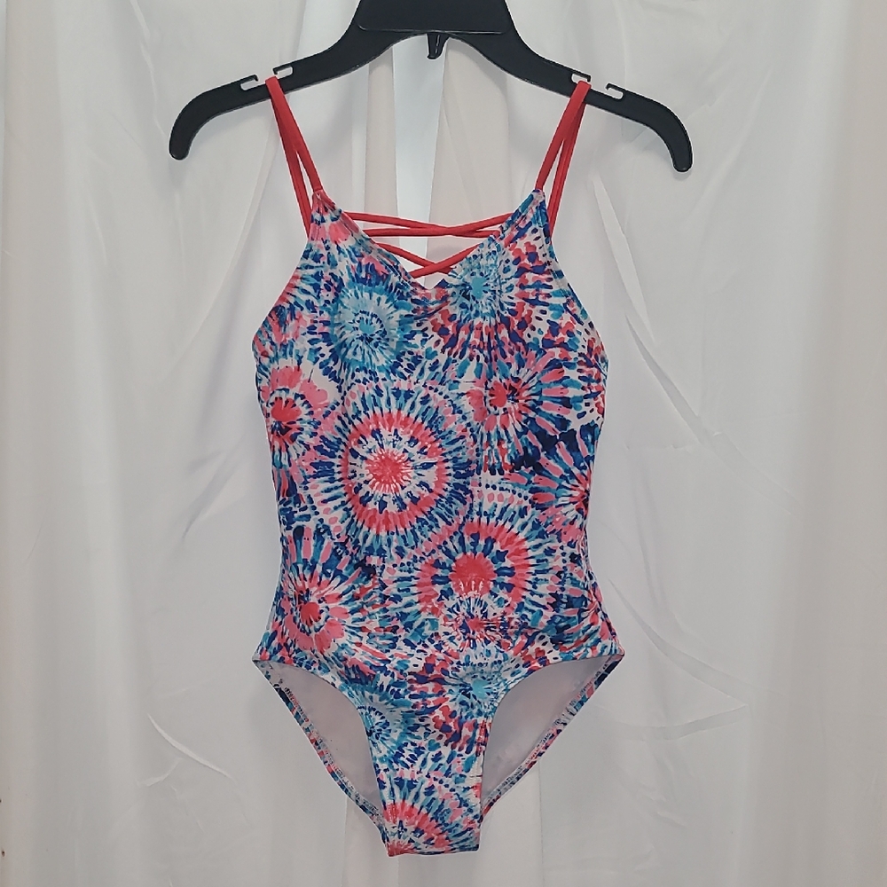 Kids Tie-Dye One-Piece Swimsuit - Pink & Blue